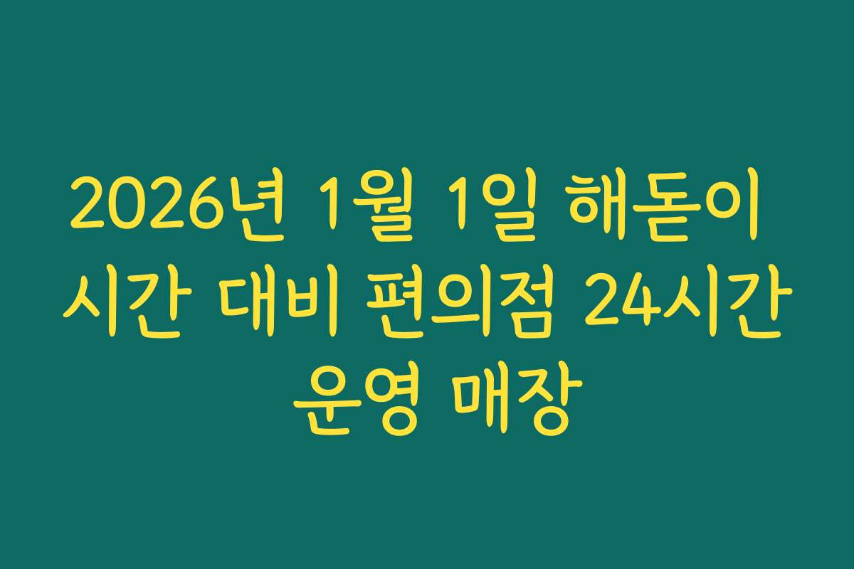 2026년 1월 1일 해돋이 시간 대비 편의점 24시간 운영 매장