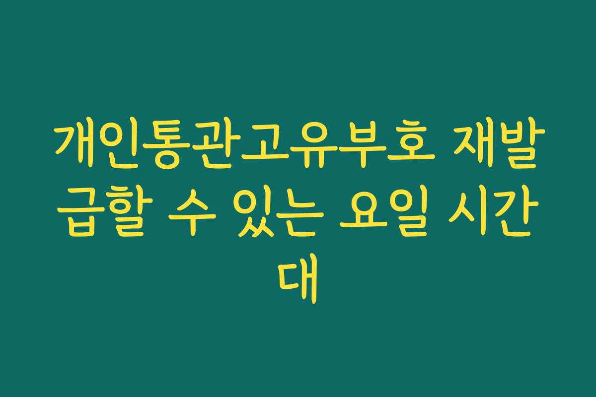 개인통관고유부호 재발급할 수 있는 요일 시간대