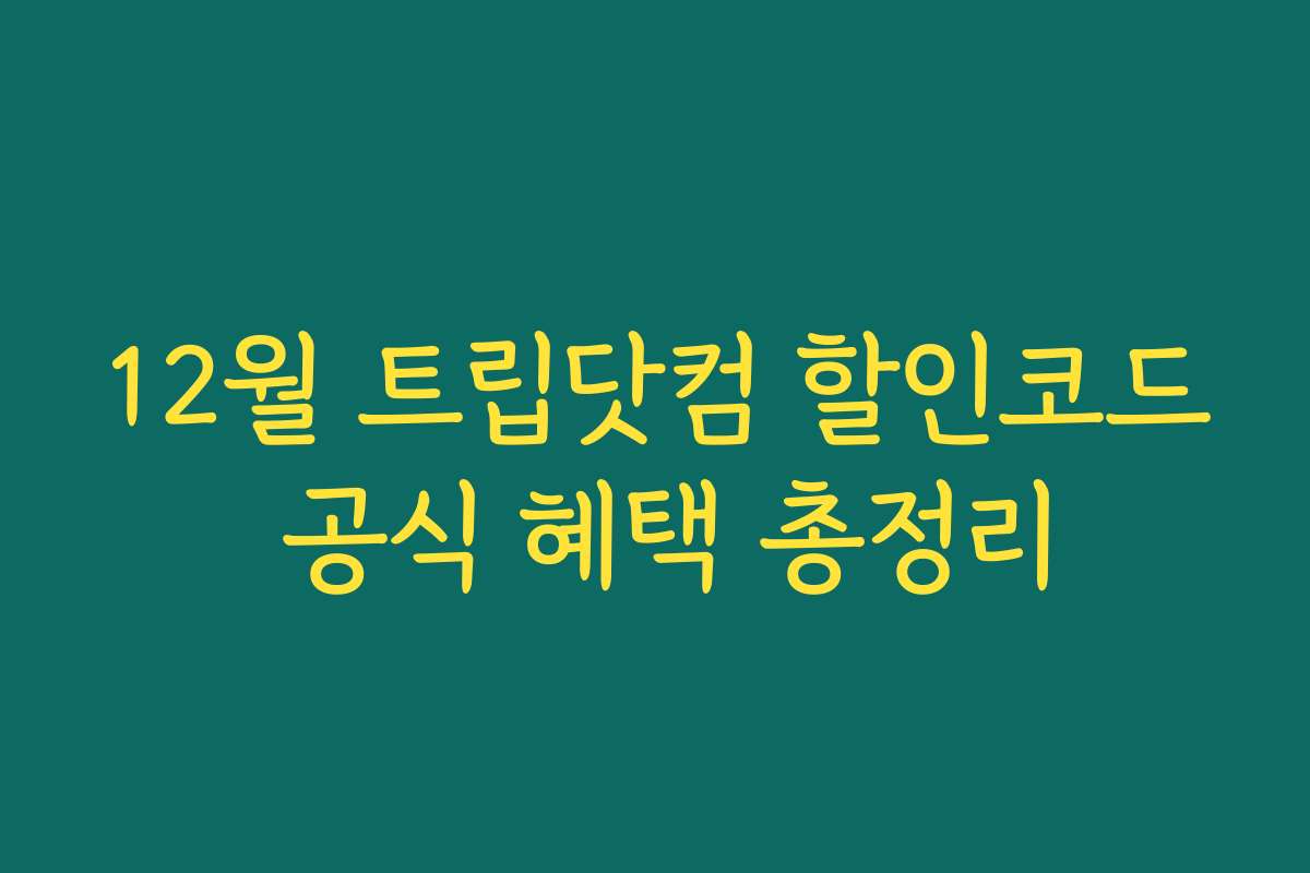12월 트립닷컴 할인코드 공식 혜택 총정리