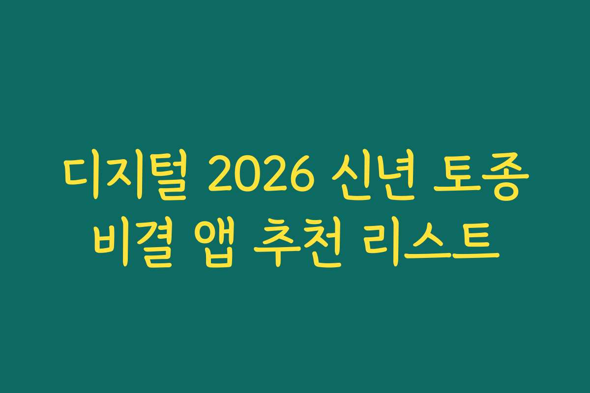 디지털 2026 신년 토종비결 앱 추천 리스트
