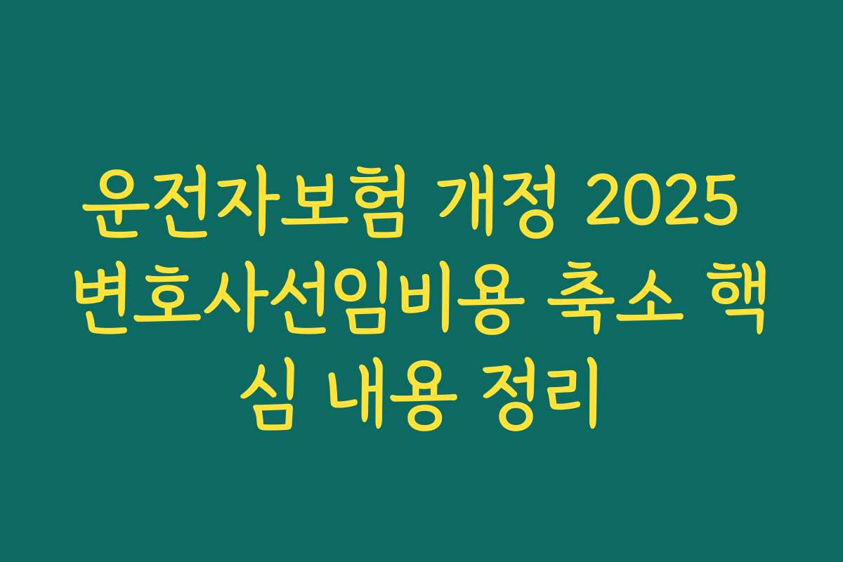 운전자보험 개정 2025 변호사선임비용 축소 핵심 내용 정리