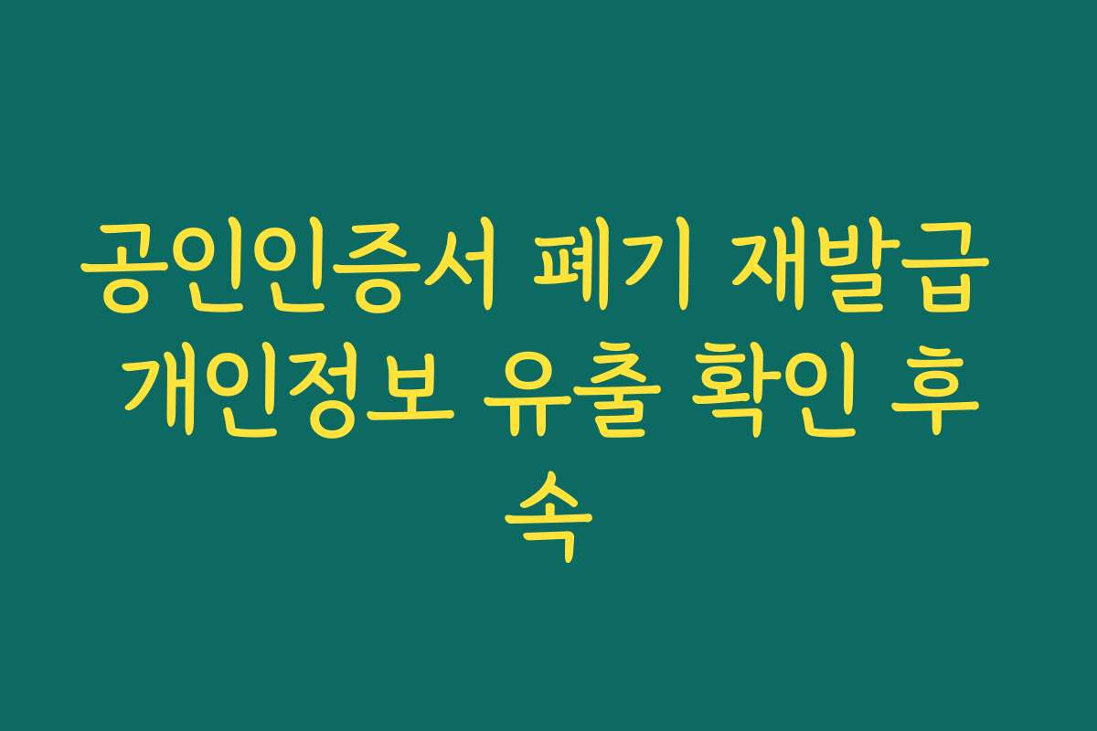 공인인증서 폐기 재발급 개인정보 유출 확인 후속