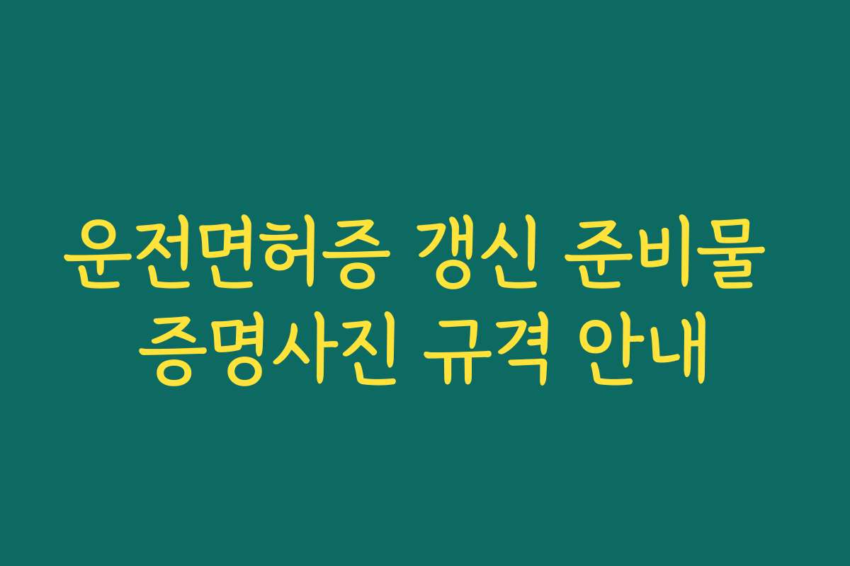 운전면허증 갱신 준비물 증명사진 규격 안내