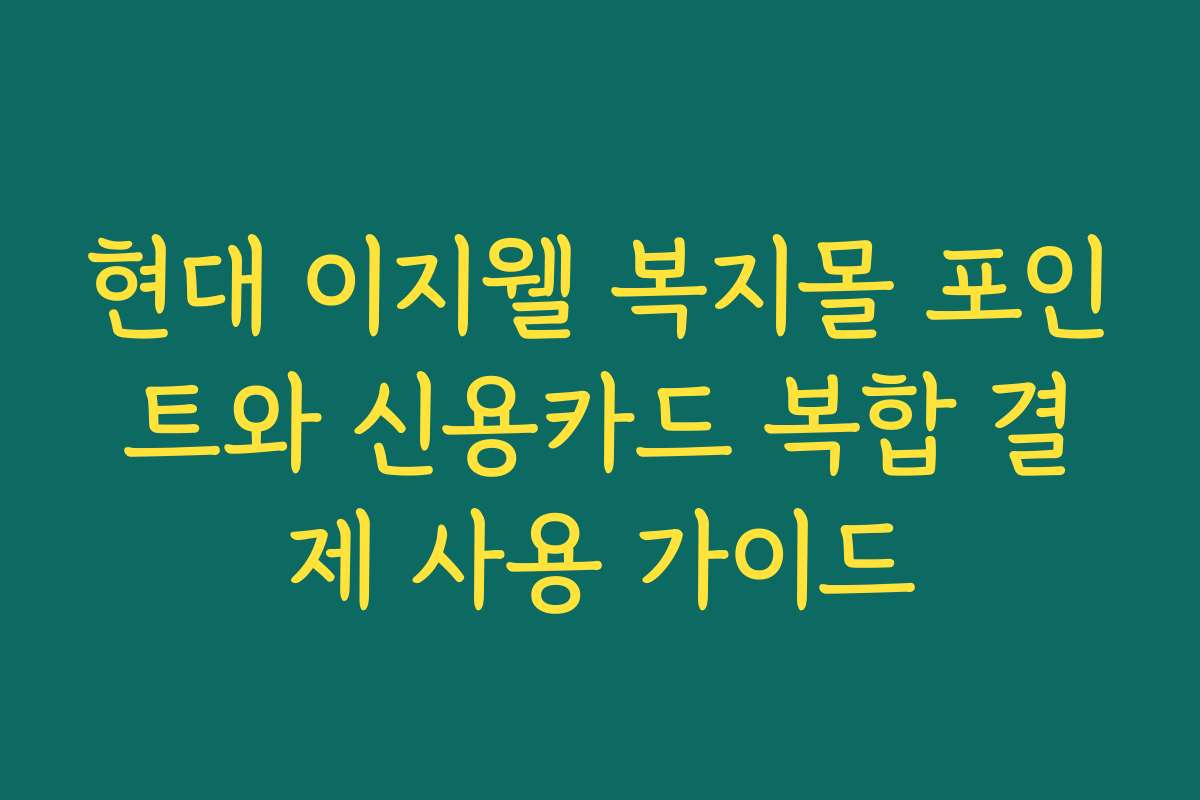 현대 이지웰 복지몰 포인트와 신용카드 복합 결제 사용 가이드