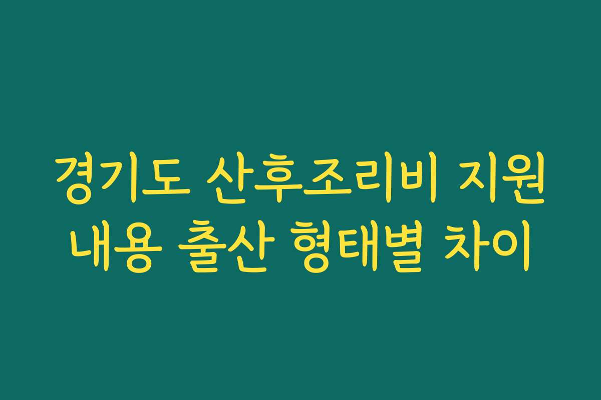 경기도 산후조리비 지원내용 출산 형태별 차이