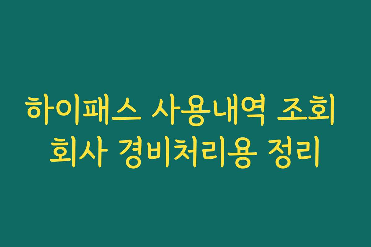 하이패스 사용내역 조회 회사 경비처리용 정리