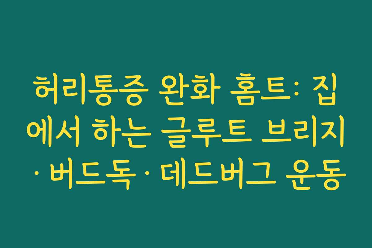 허리통증 완화 홈트: 집에서 하는 글루트 브리지·버드독·데드버그 운동