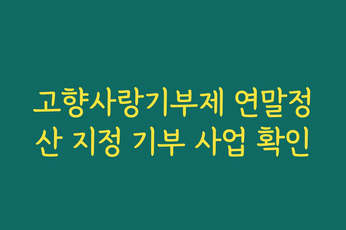 고향사랑기부제 연말정산 지정 기부 사업 확인