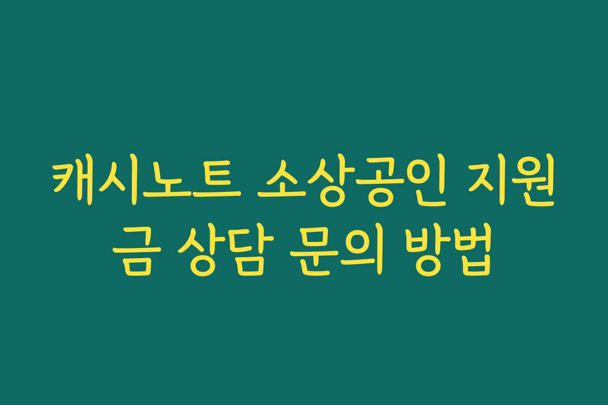 캐시노트 소상공인 지원금 상담 문의 방법