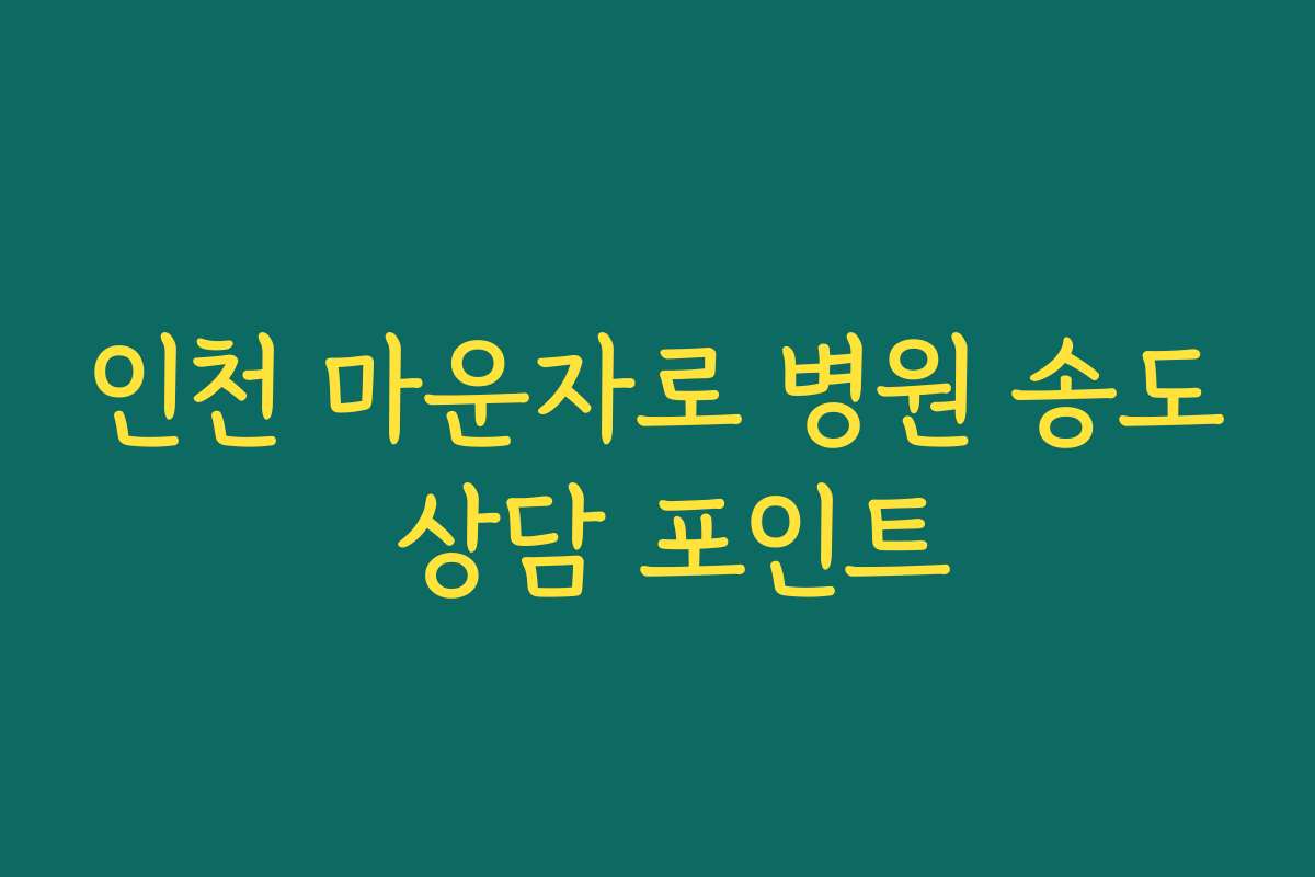 인천 마운자로 병원 송도 상담 포인트