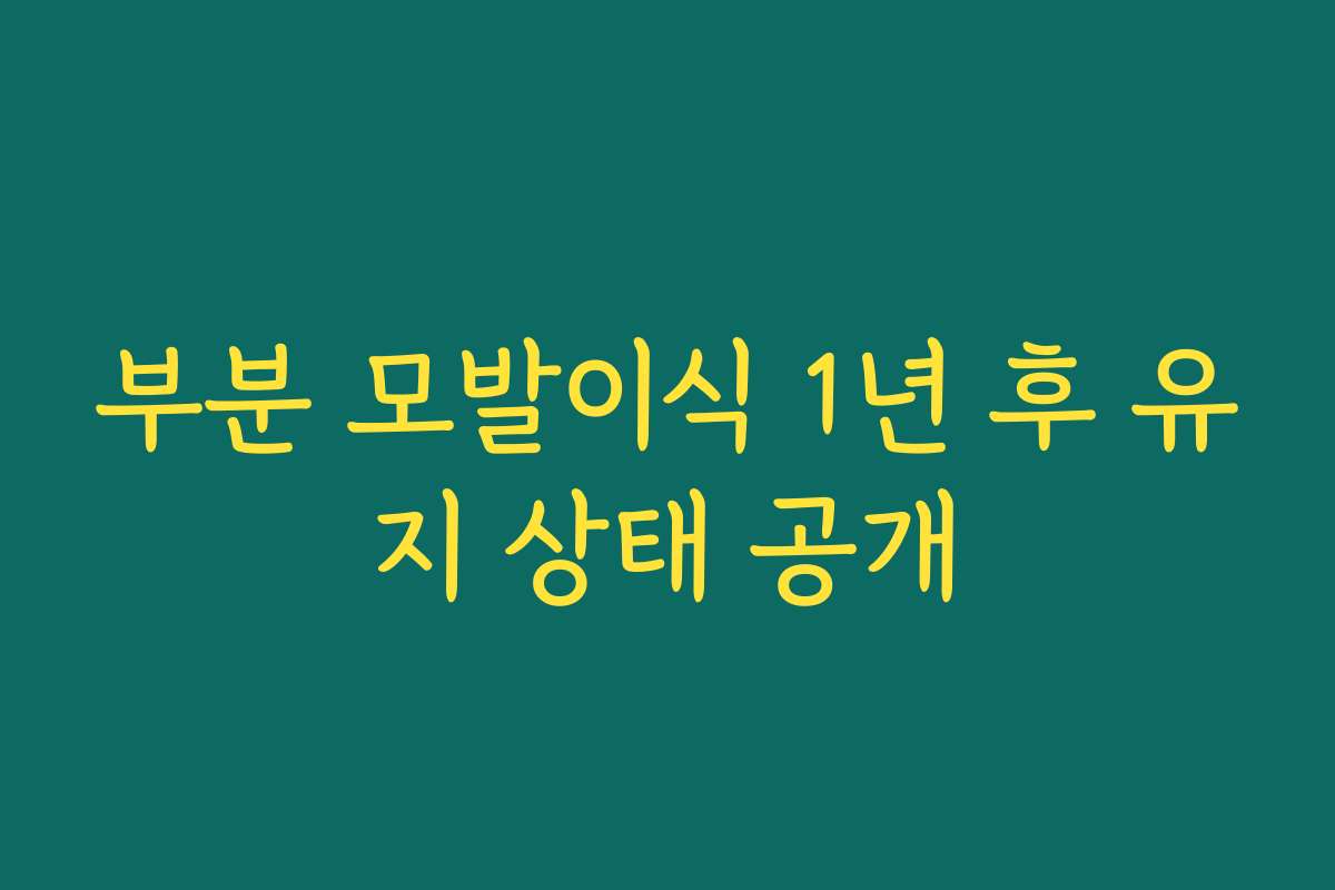 부분 모발이식 1년 후 유지 상태 공개