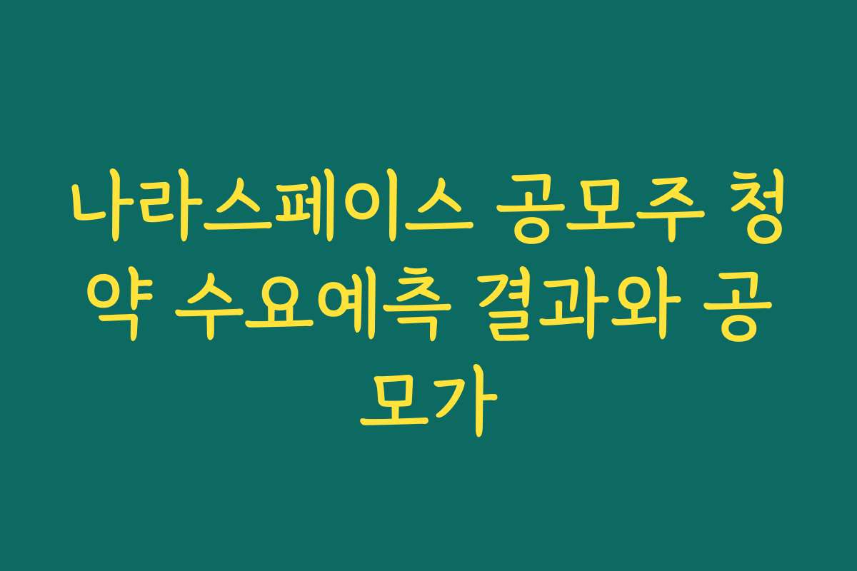 나라스페이스 공모주 청약 수요예측 결과와 공모가
