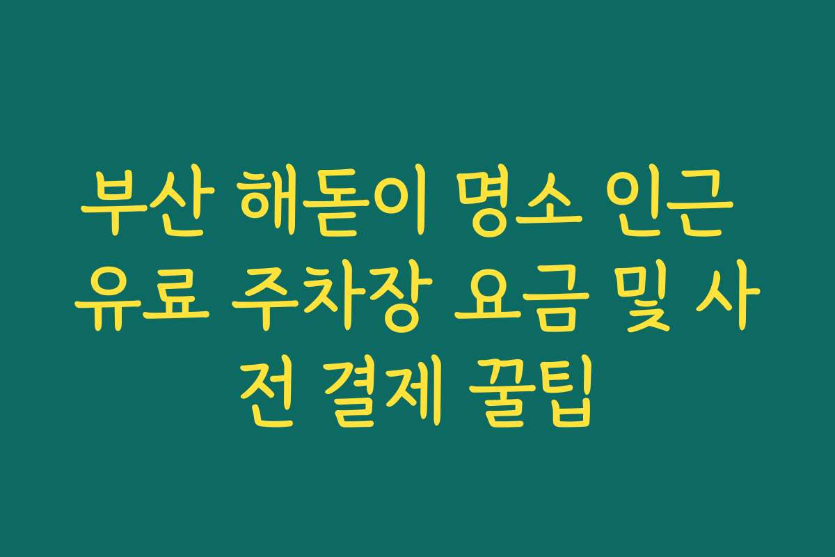 부산 해돋이 명소 인근 유료 주차장 요금 및 사전 결제 꿀팁