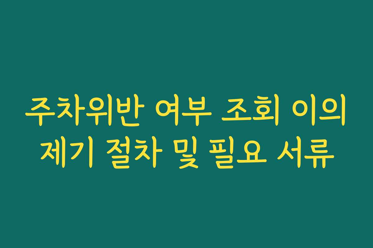 주차위반 여부 조회 이의제기 절차 및 필요 서류