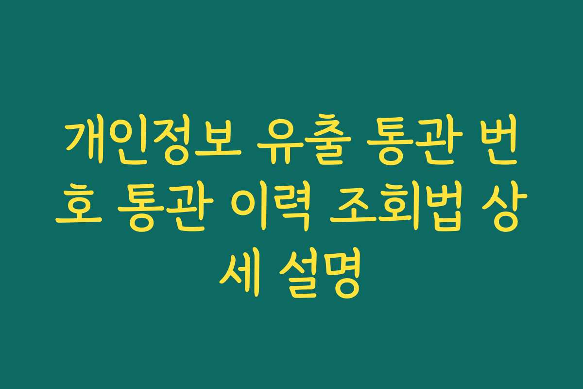 개인정보 유출 통관 번호 통관 이력 조회법 상세 설명