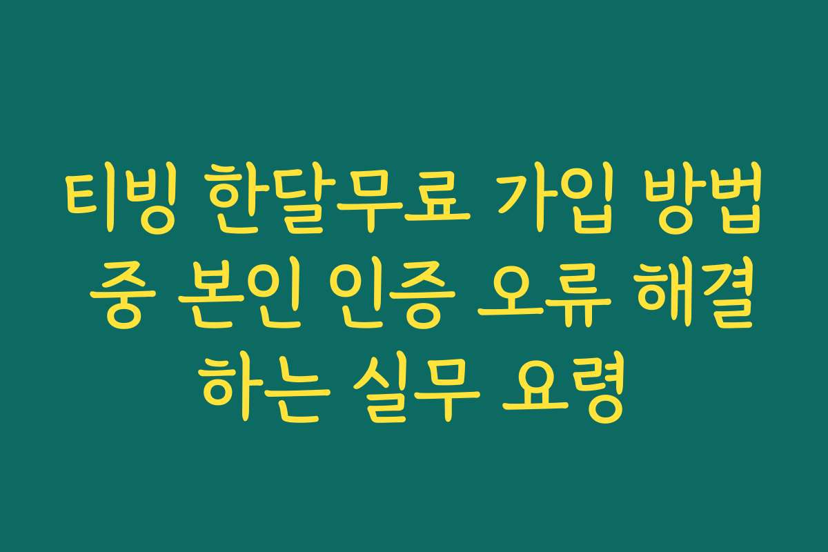 티빙 한달무료 가입 방법 중 본인 인증 오류 해결하는 실무 요령