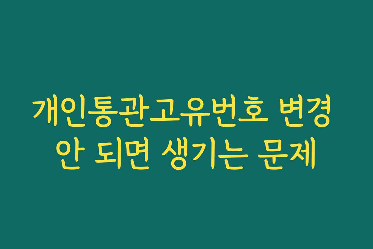 개인통관고유번호 변경 안 되면 생기는 문제