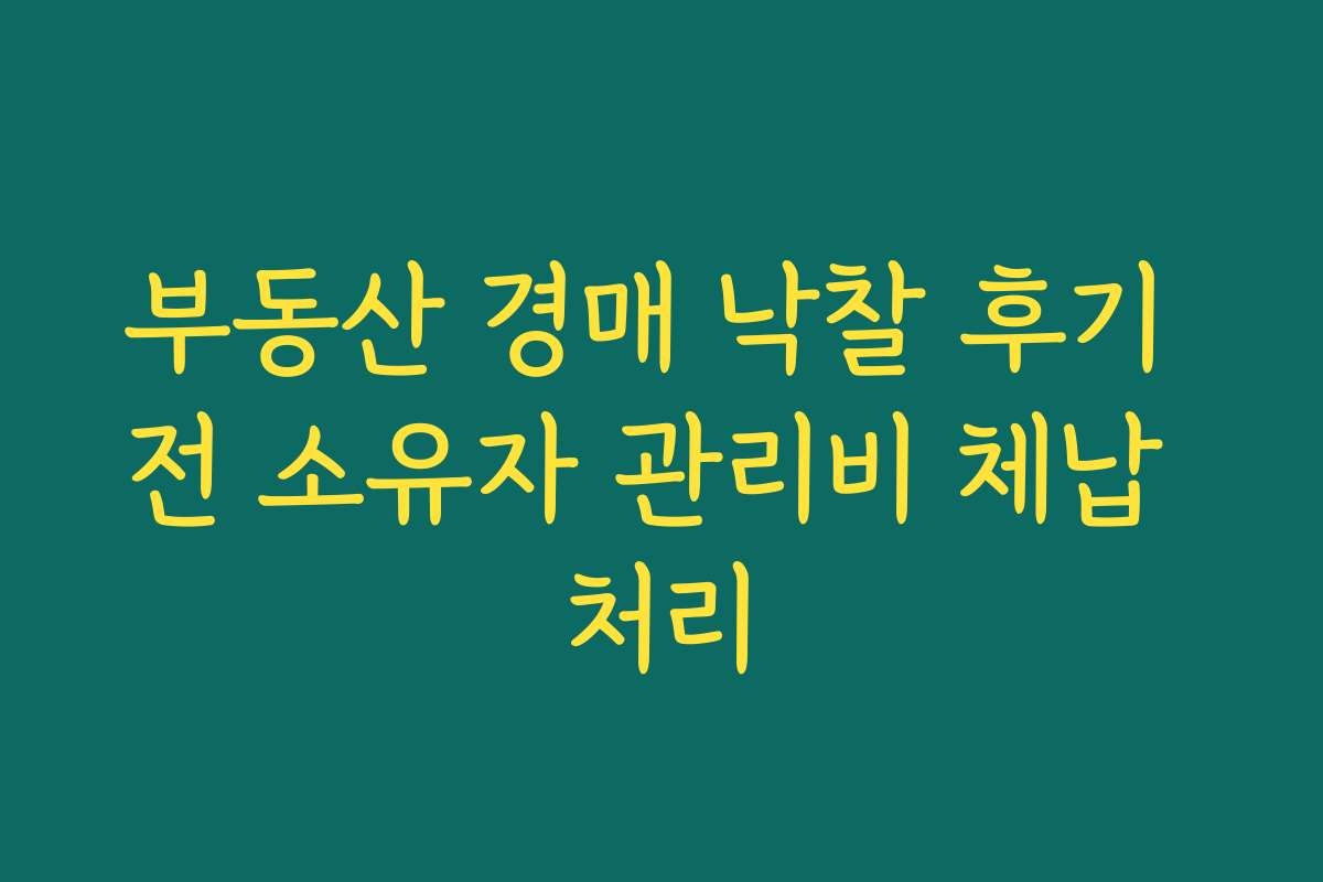 부동산 경매 낙찰 후기 전 소유자 관리비 체납 처리