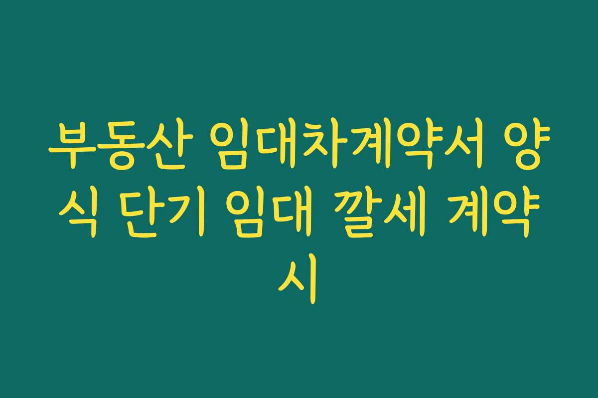 부동산 임대차계약서 양식 단기 임대 깔세 계약시 부동산 임대차계약서 양식 단기 임대 깔세 계약시