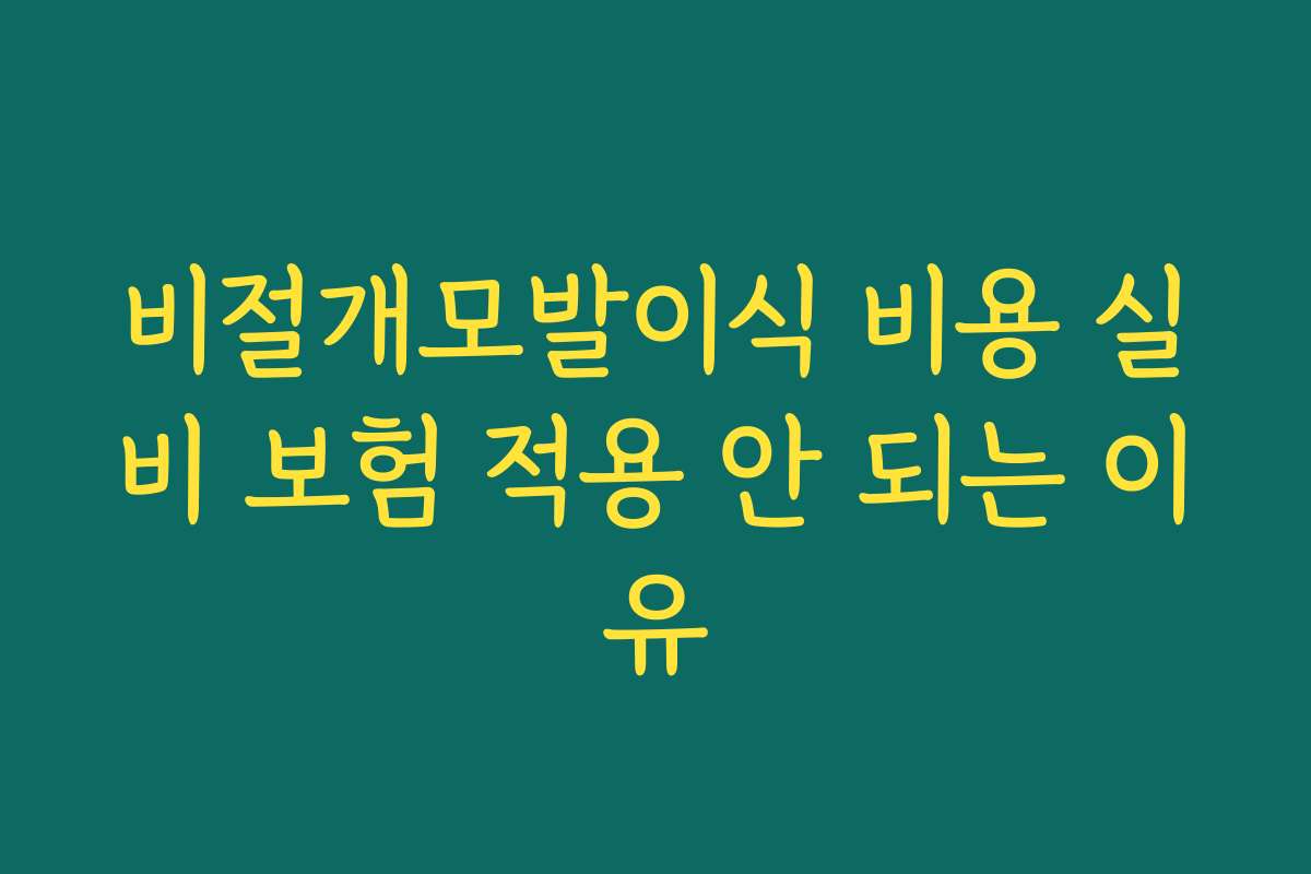 비절개모발이식 비용 실비 보험 적용 안 되는 이유