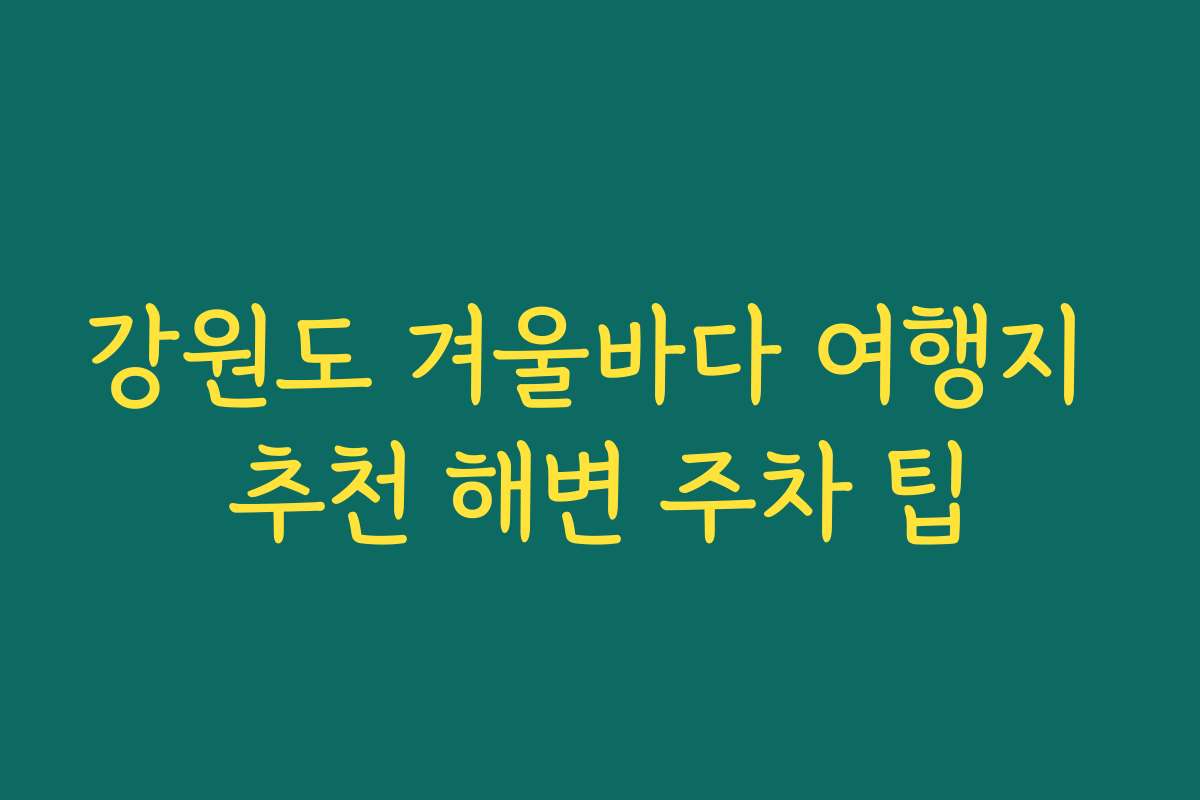 강원도 겨울바다 여행지 추천 해변 주차 팁