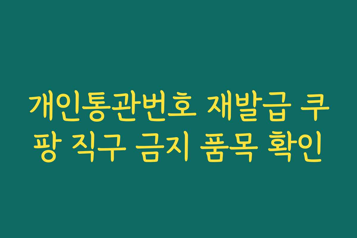 개인통관번호 재발급 쿠팡 직구 금지 품목 확인