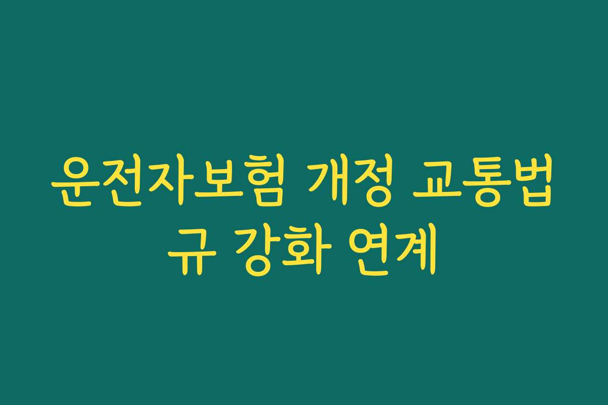 운전자보험 개정 교통법규 강화 연계