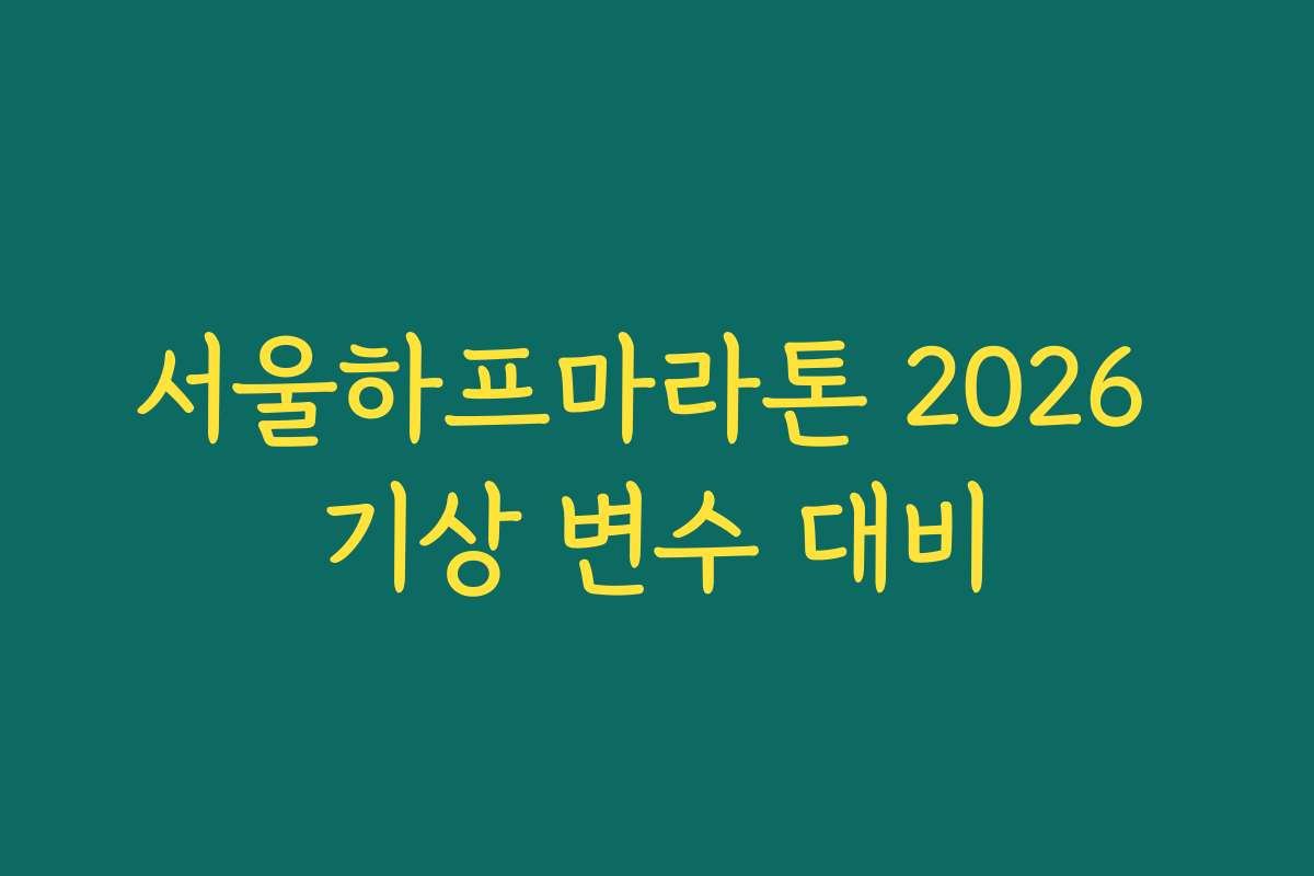 서울하프마라톤 2026 기상 변수 대비