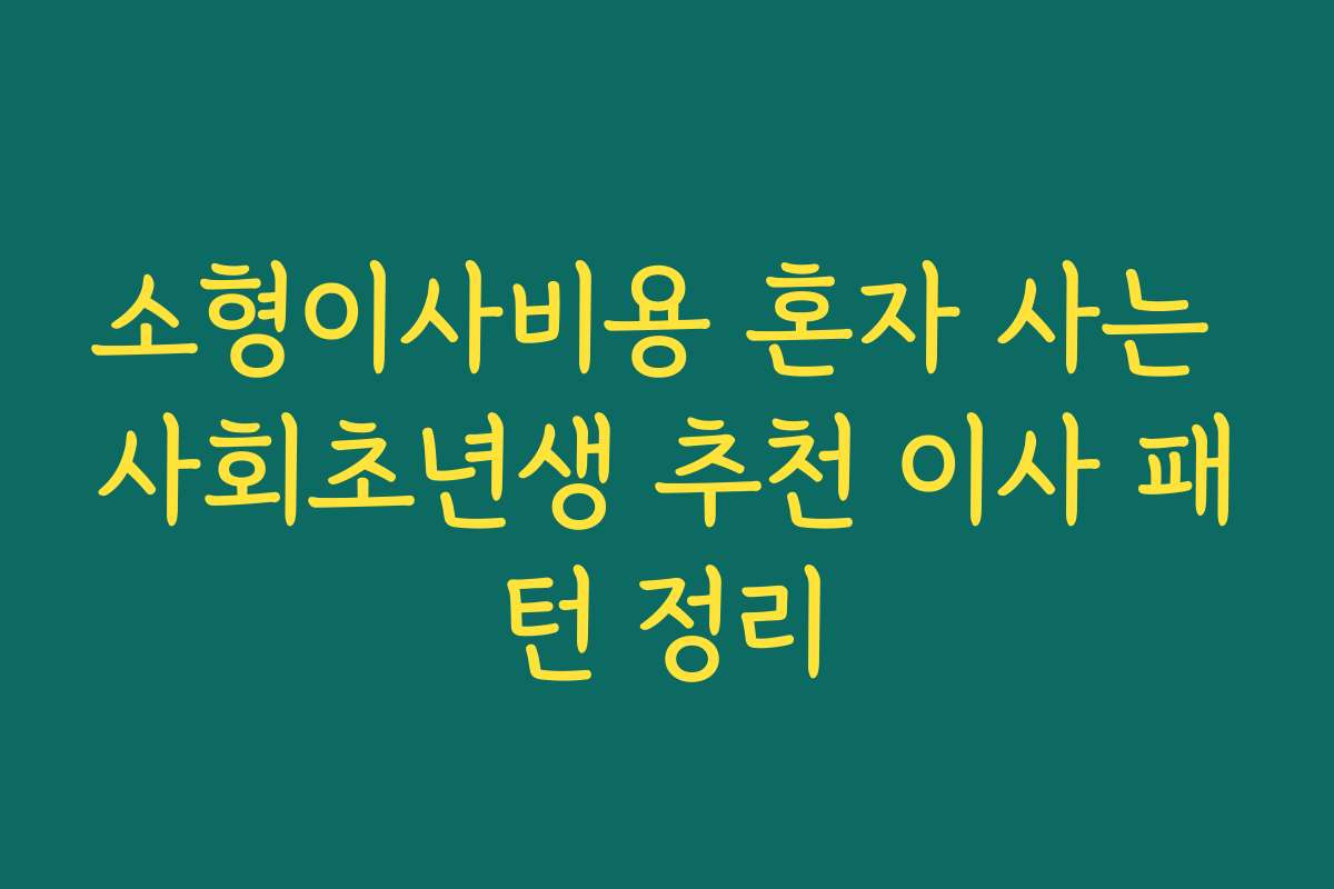 소형이사비용 혼자 사는 사회초년생 추천 이사 패턴 정리