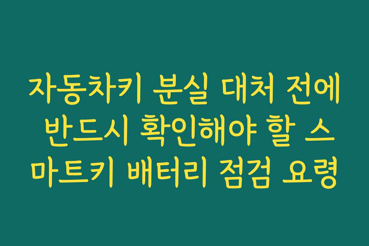 자동차키 분실 대처 전에 반드시 확인해야 할 스마트키 배터리 점검 요령