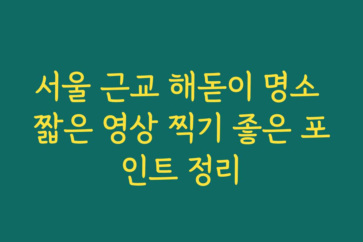 서울 근교 해돋이 명소 짧은 영상 찍기 좋은 포인트 정리