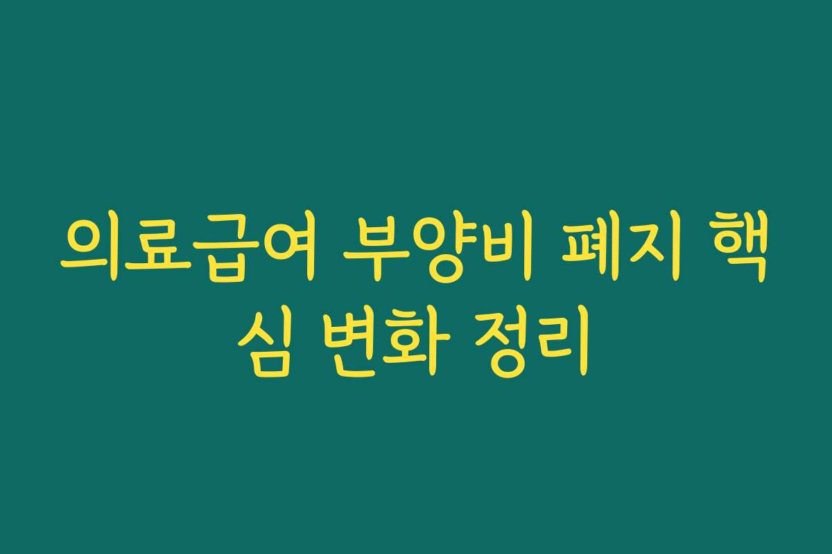의료급여 부양비 폐지 핵심 변화 정리