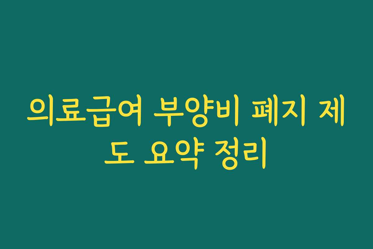 의료급여 부양비 폐지 제도 요약 정리