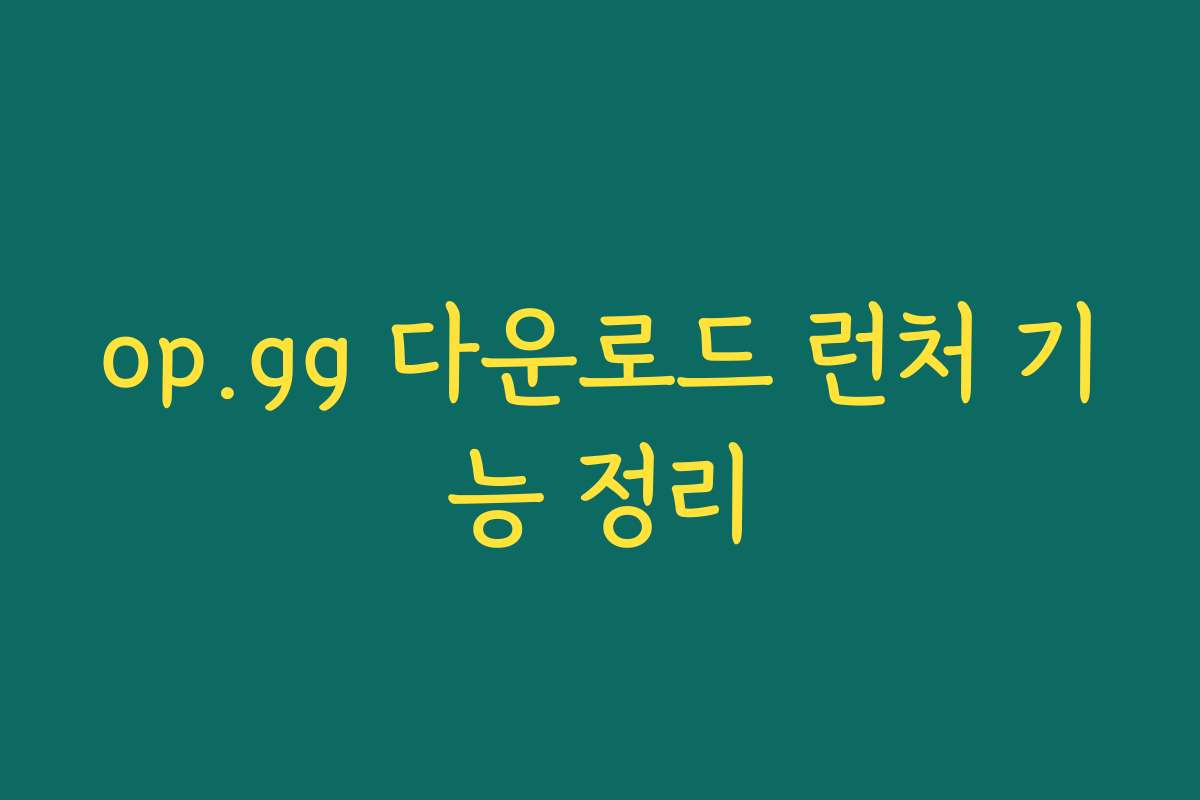 op.gg 다운로드 런처 기능 정리