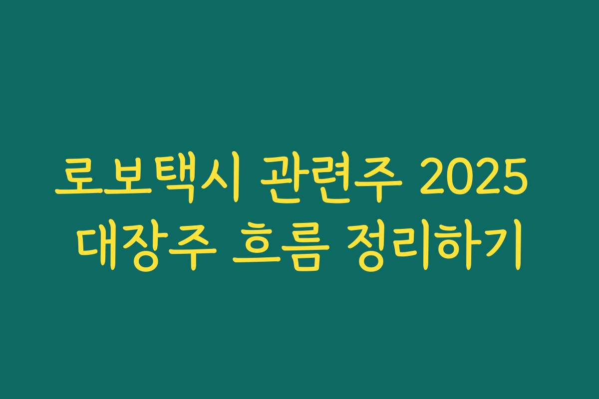 로보택시 관련주 2025 대장주 흐름 정리하기 로보택시 관련주 2025 대장주 흐름 정리하기
