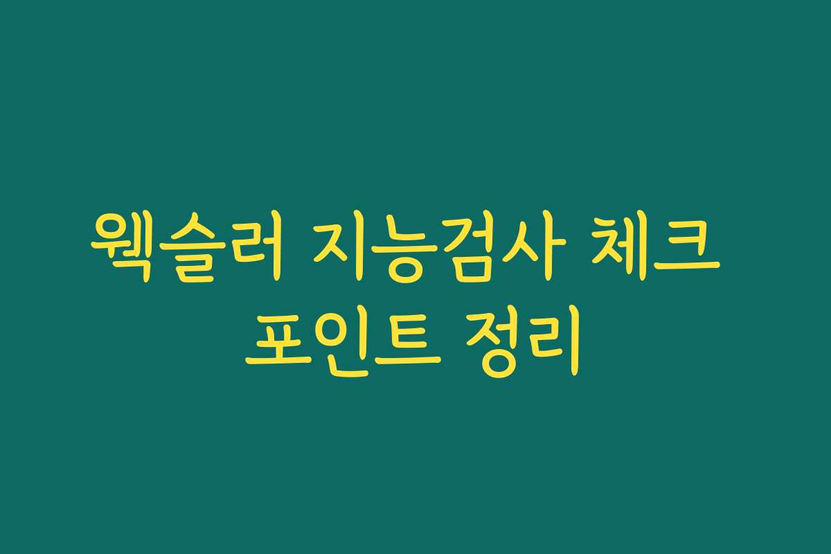 웩슬러 지능검사 체크 포인트 정리