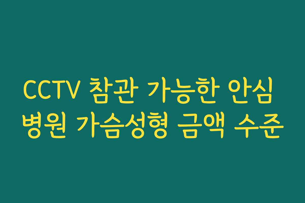 CCTV 참관 가능한 안심 병원 가슴성형 금액 수준