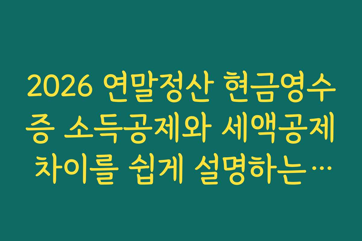 2026 연말정산 현금영수증 소득공제와 세액공제 차이를 쉽게 설명하는 제목