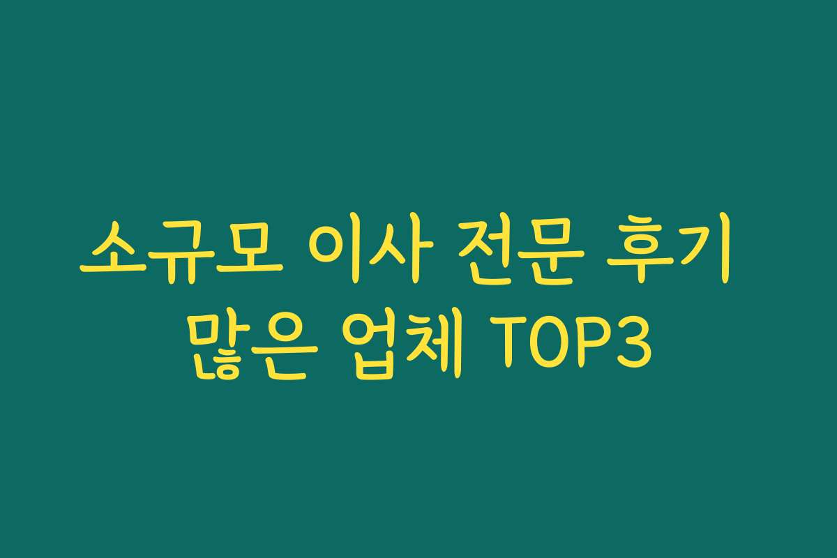 소규모 이사 전문 후기 많은 업체 TOP3