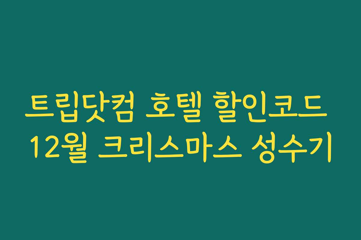 트립닷컴 호텔 할인코드 12월 크리스마스 성수기