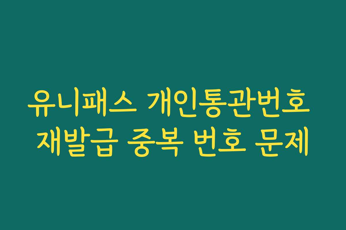 유니패스 개인통관번호 재발급 중복 번호 문제