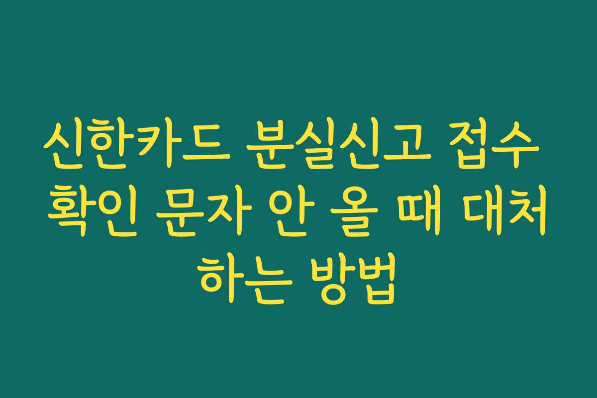 신한카드 분실신고 접수 확인 문자 안 올 때 대처하는 방법