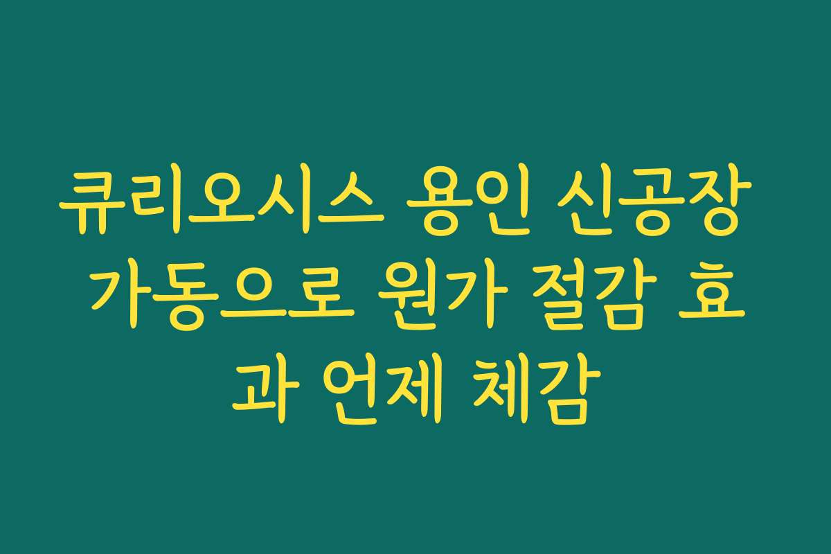 큐리오시스 용인 신공장 가동으로 원가 절감 효과 언제 체감