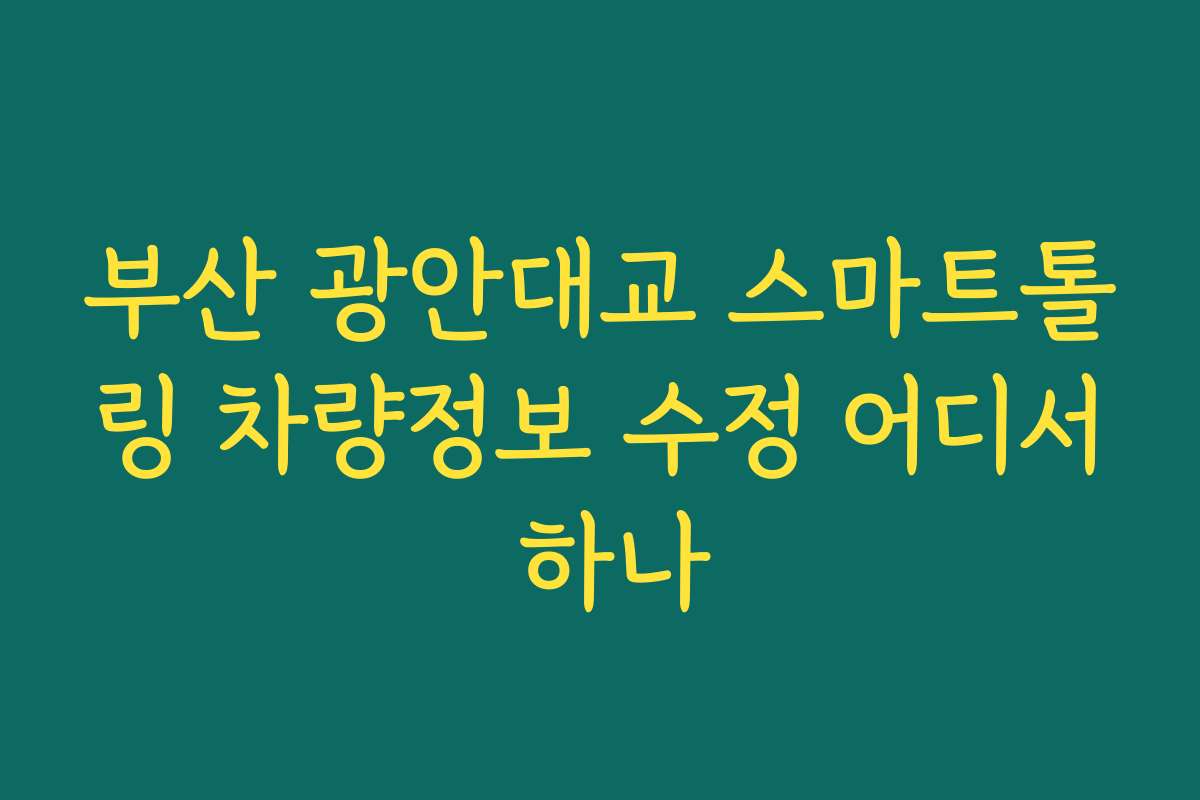 부산 광안대교 스마트톨링 차량정보 수정 어디서 하나