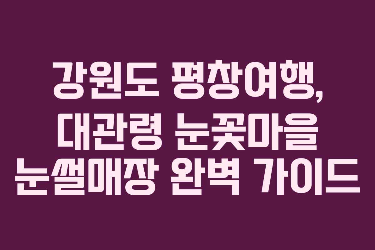 강원도 평창여행, 대관령 눈꽃마을 눈썰매장 완벽 가이드