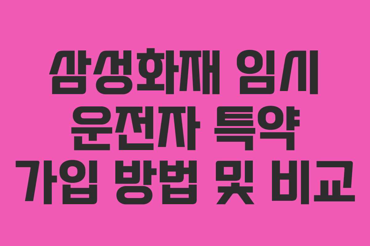 삼성화재 임시 운전자 특약 가입 방법 및 비교 삼성화재 임시 운전자 특약 가입 방법 및 비교