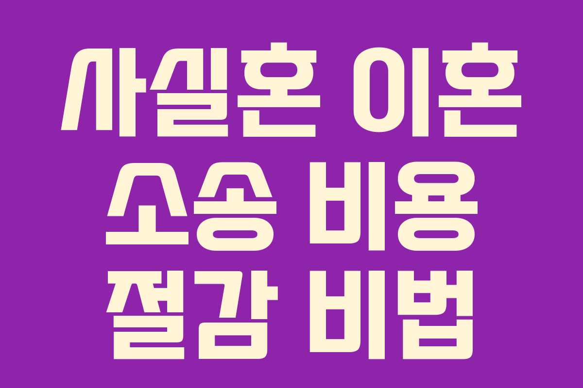 사실혼 이혼 소송 비용 절감 비법