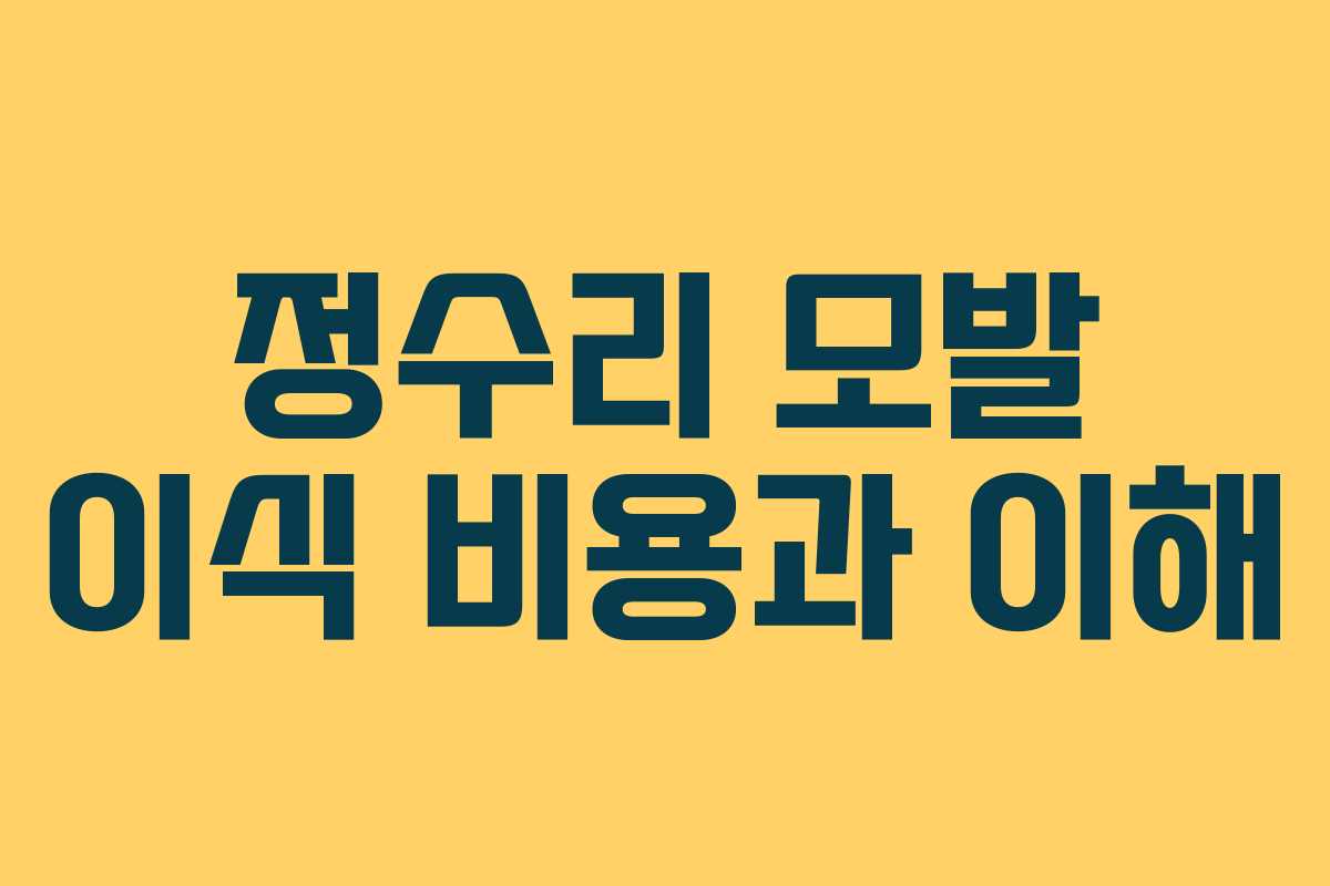 정수리 모발 이식 비용과 이해