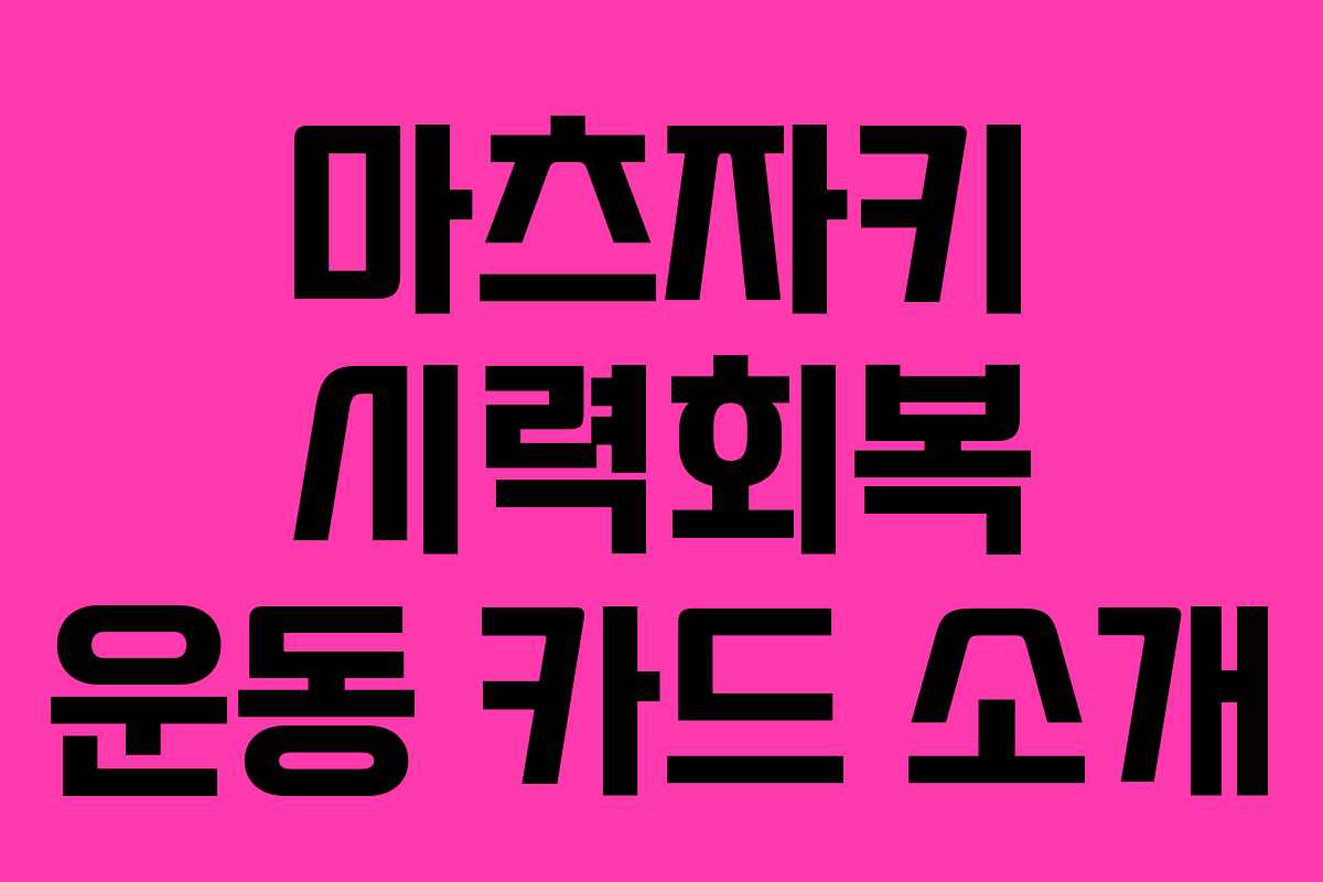 마츠자키 시력회복 운동 카드 소개