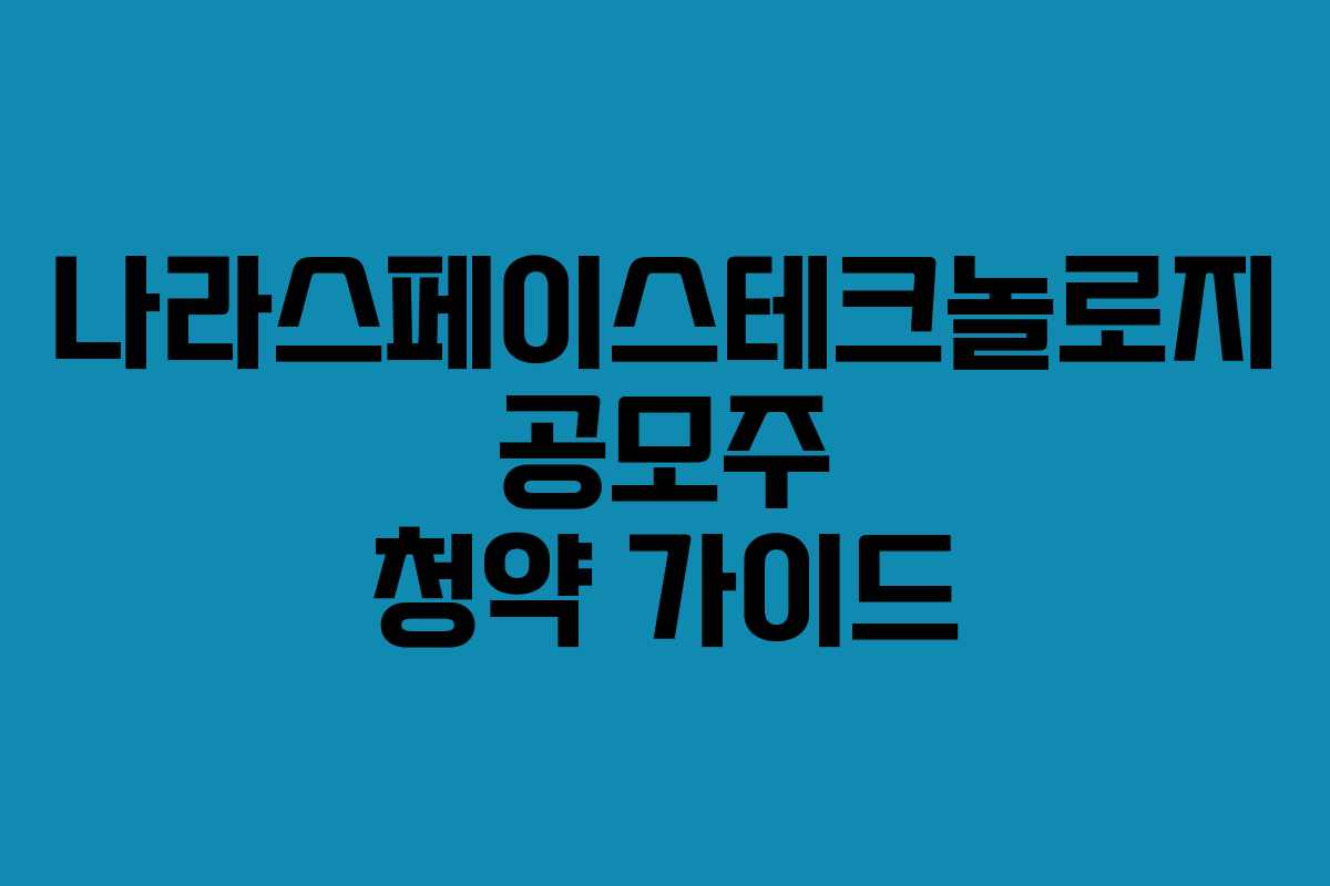 나라스페이스테크놀로지 공모주 청약 가이드
